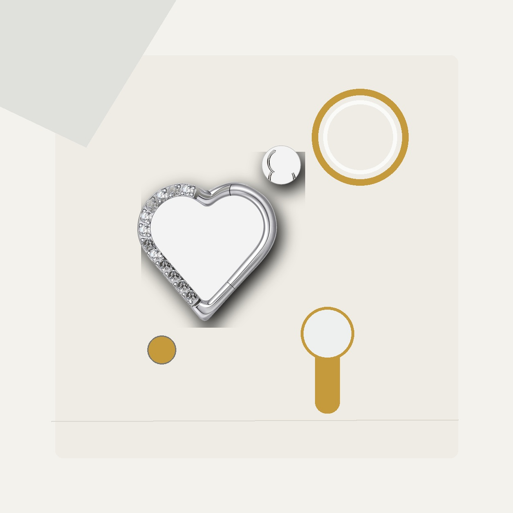 Implant Grade Titanium - Segment Ring - White Gold - Clear CZ - 16G (1.2 x 8 mm) - styling view