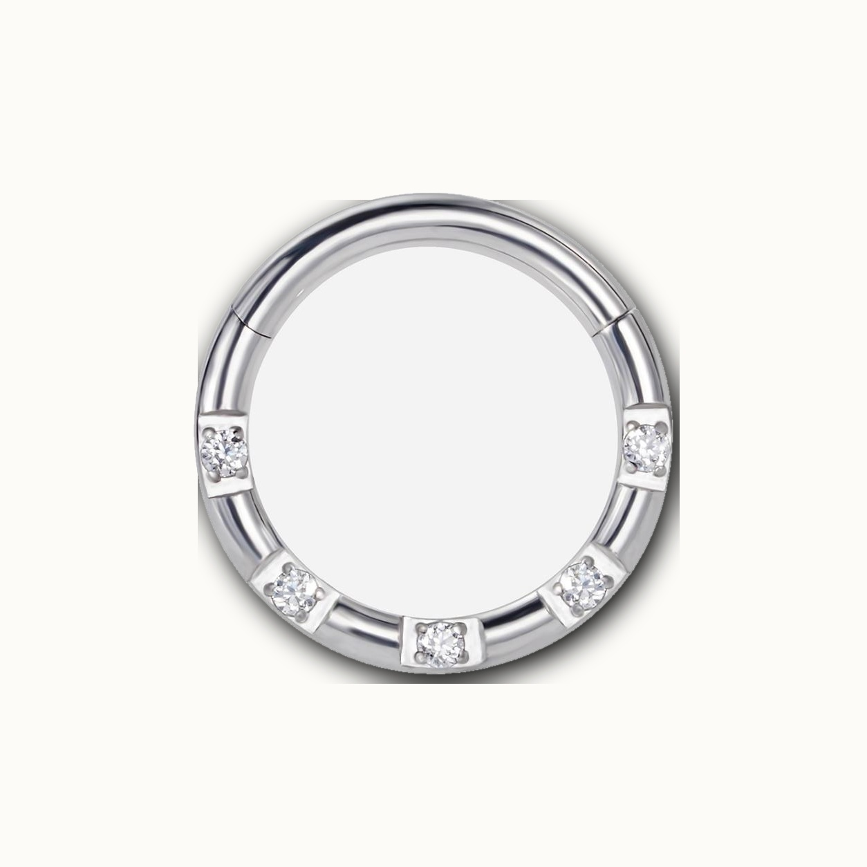 Implant Grade Titanium - Segment Ring - White Gold - Clear CZ - 16G (1.2 x 8 mm) - product view