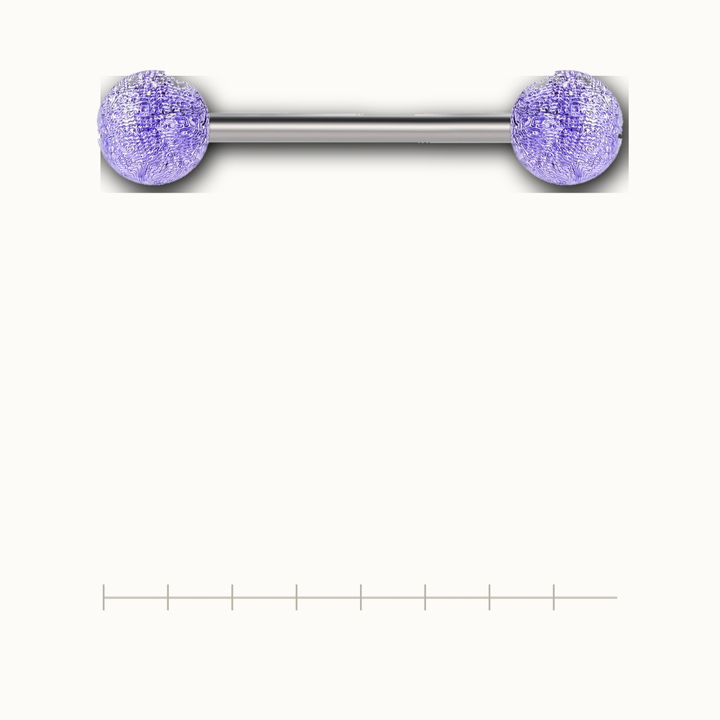 Implant Grade Titanium - Tongue Ring - Silver - 14G (1.6 x 16+6+6 mm) - scale view