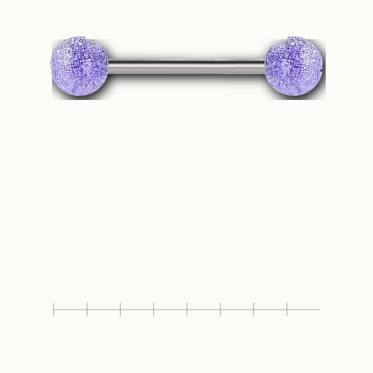 Implant Grade Titanium - Tongue Ring - Silver - 14G (1.6 x 16+6+6 mm) - scale view