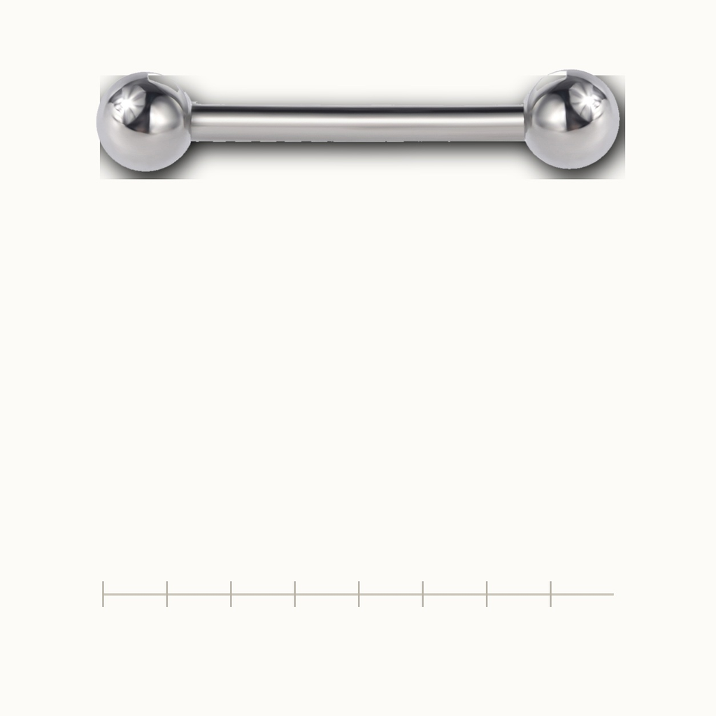Implant Grade Titanium - Tongue Ring - Silver - 14G (1.6 x 14+5+5 mm) - scale view