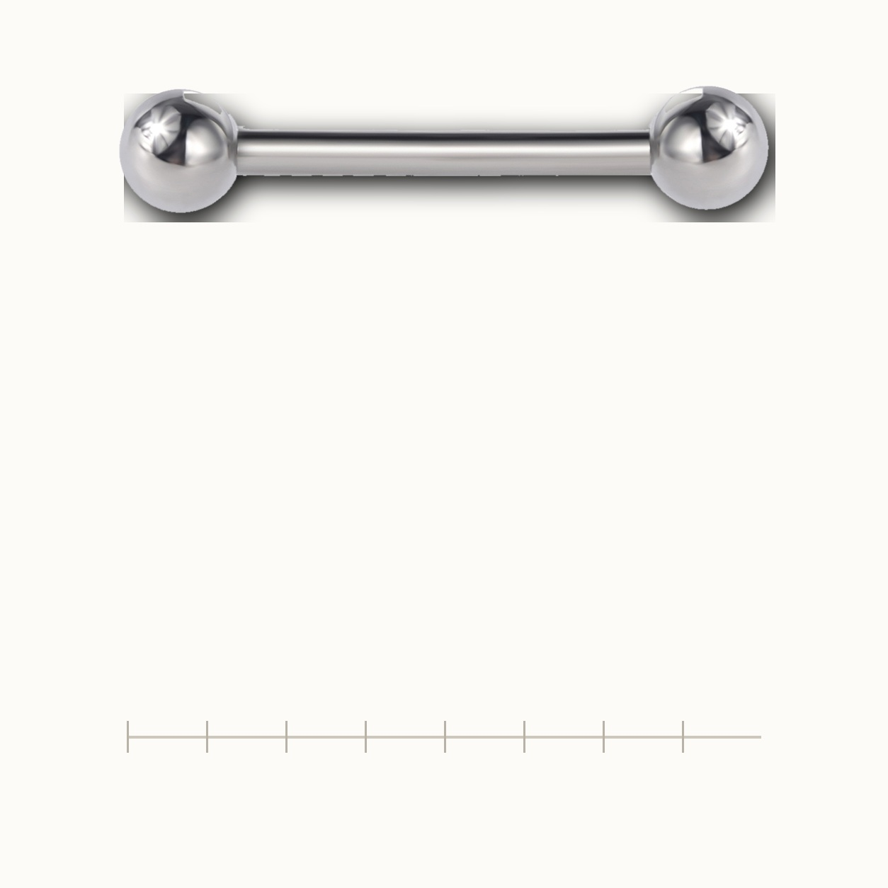 Implant Grade Titanium - Tongue Ring - Silver - 14G (1.6 x 16+5+5 mm) - scale view