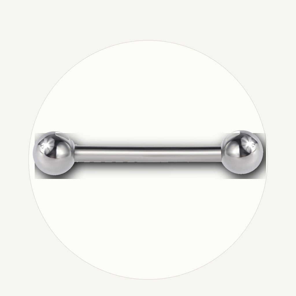 Implant Grade Titanium - Tongue Ring - Silver - 14G (1.6 x 16+5+5 mm) - styling view