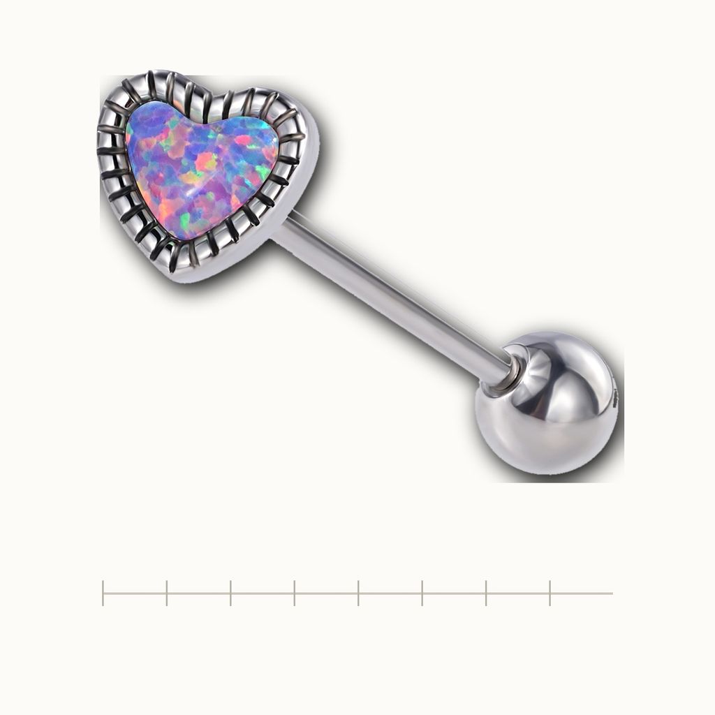 Implant Grade Titanium - Tongue Ring - Silver - OP38 - 14G (1.6 x 16+6 mm) - scale view
