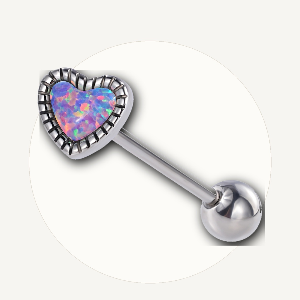 Implant Grade Titanium - Tongue Ring - Silver - OP38 - 14G (1.6 x 16+6 mm) - styling view