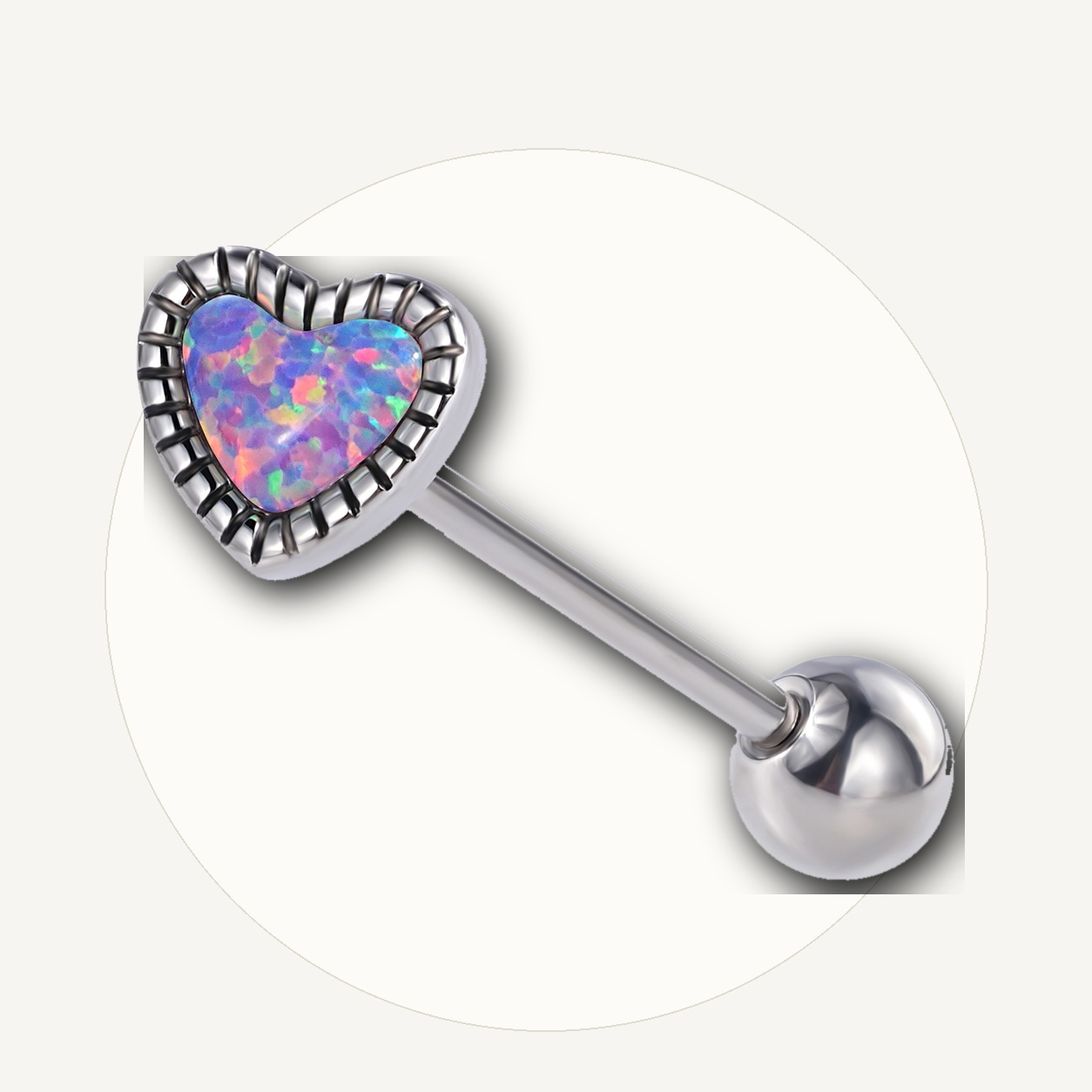Implant Grade Titanium - Tongue Ring - Silver - OP38 - 14G (1.6 x 16+6 mm) - styling view