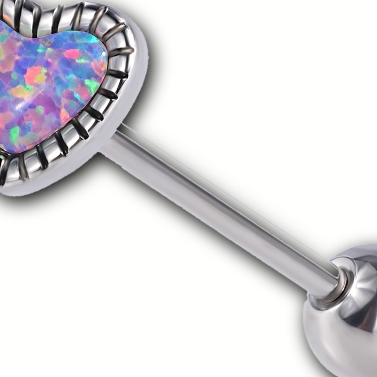 Implant Grade Titanium - Tongue Ring - Silver - SW234 - 14G (1.6 x 16+6 mm) - detail view