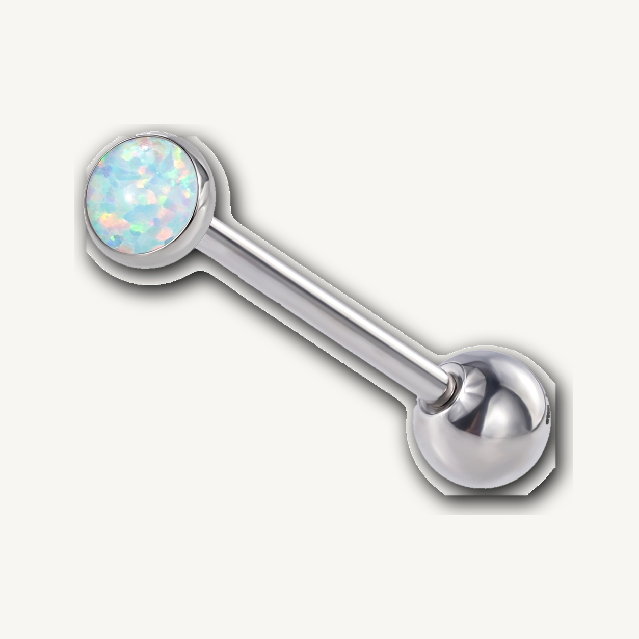 Implant Grade Titanium - Tongue Ring - Silver - OP17 - 14G (1.6 x 16 mm) - product view