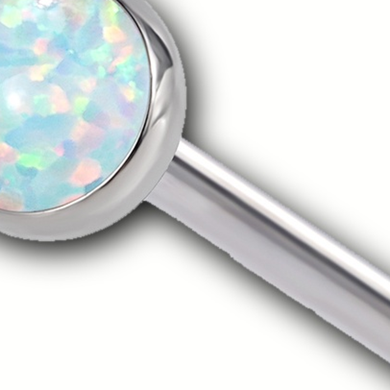 Implant Grade Titanium - Tongue Ring - Silver - OP17 - 14G (1.6 x 16 mm) - detail view