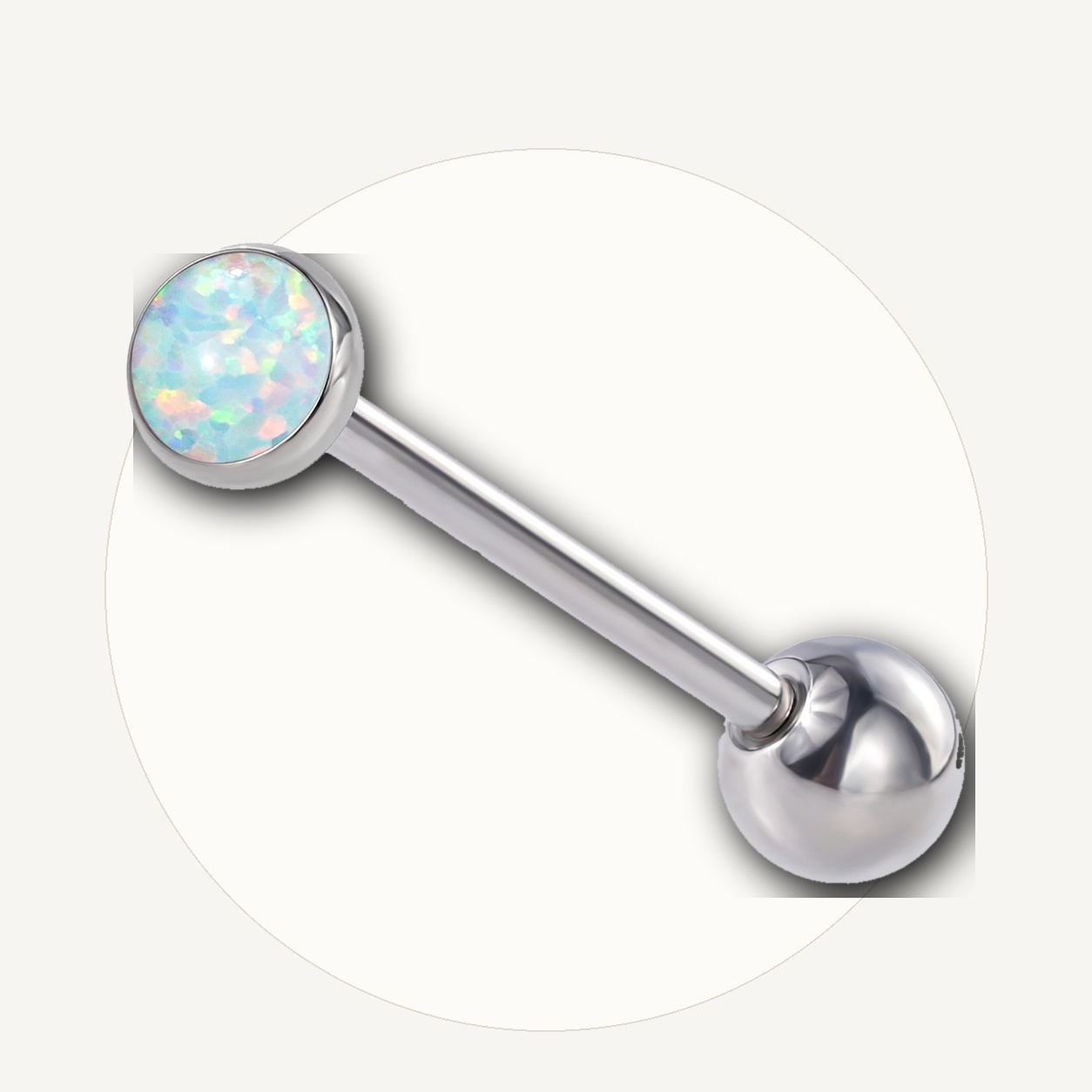 Implant Grade Titanium - Tongue Ring - Silver - OP17 - 14G (1.6 x 16 mm) - styling view