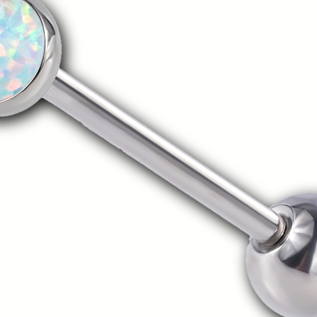 Implant Grade Titanium - Tongue Ring - Silver - OP17 - 14G (1.6 x 16 mm) - detail view