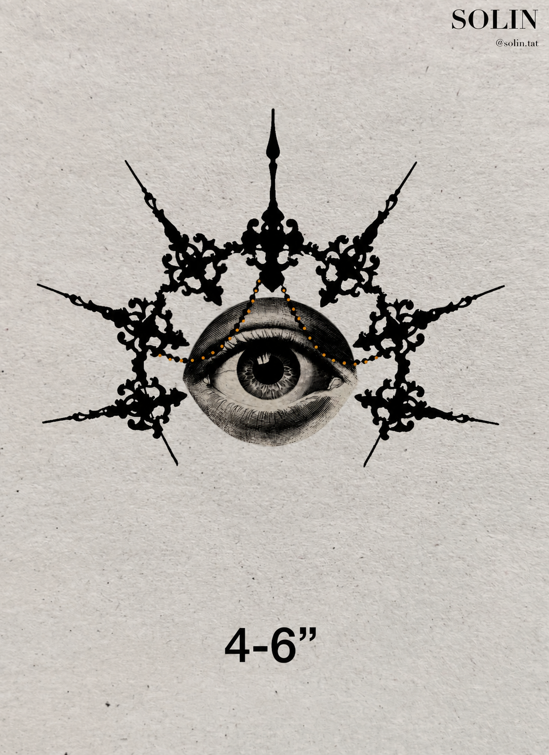 Gothic Eye flash tattoo artwork by Solin, 4–6 inches