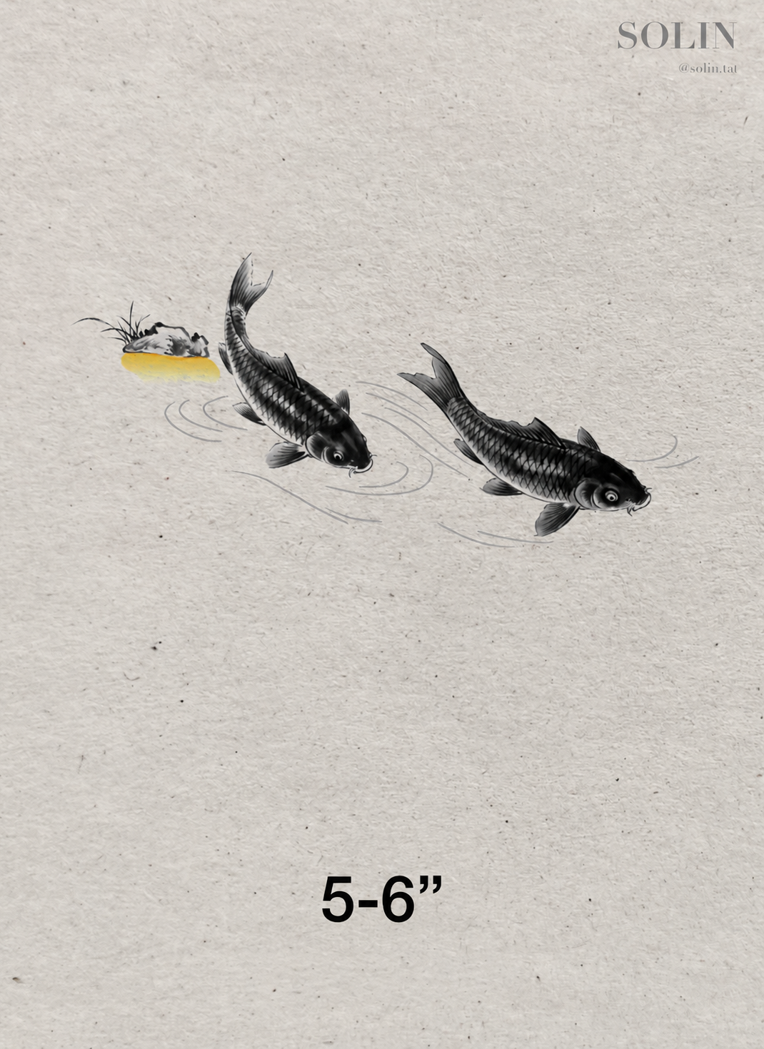 Koi Pair flash tattoo artwork by Solin, 5–6 inches