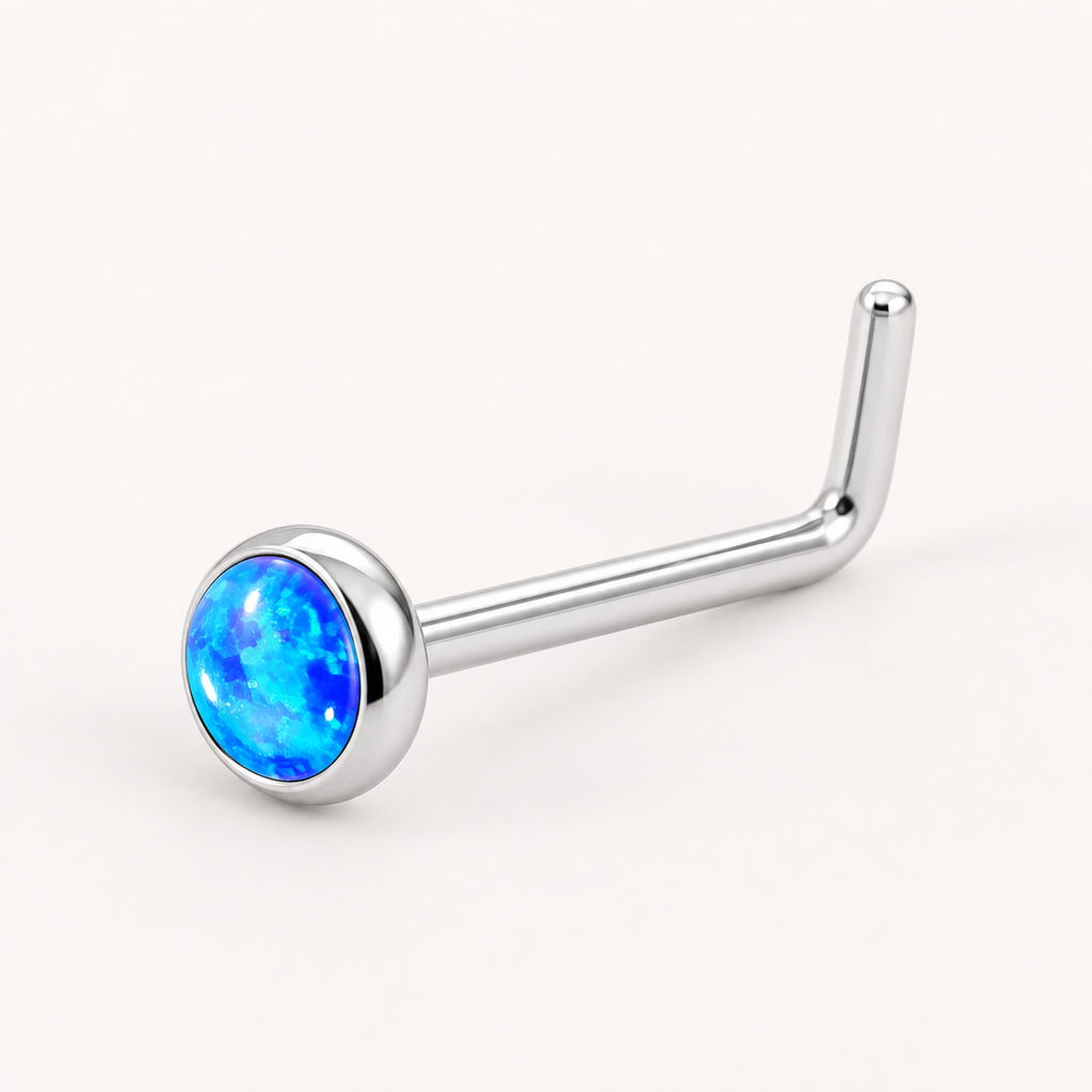 [TOPOSH-LEGACY-LAYOUT-REPAIR-20260717-LEGACY17:TP-NS-L-SIL-20G6-T2.5-OP05-022:05] Blue Opal Titanium L-Bend Nose Stud – Silver, 6+2.5mm | 05_product_angles