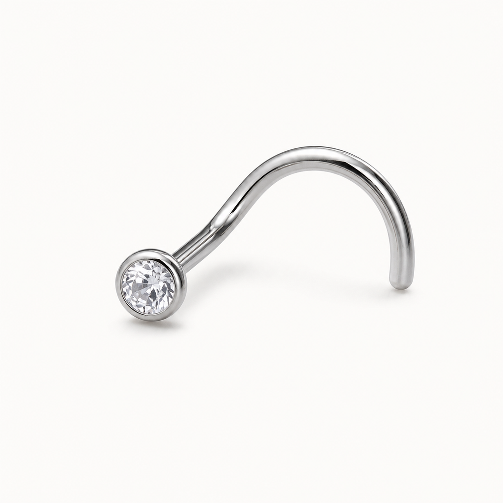 [TOPOSH-LEGACY-LAYOUT-REPAIR-20260717-LEGACY18:TP-NS-S-SIL-20G7-T2-CLCZ-010:01] Clear CZ Titanium Nose Screw – Silver, 7+2mm | 01_primary_product_bg