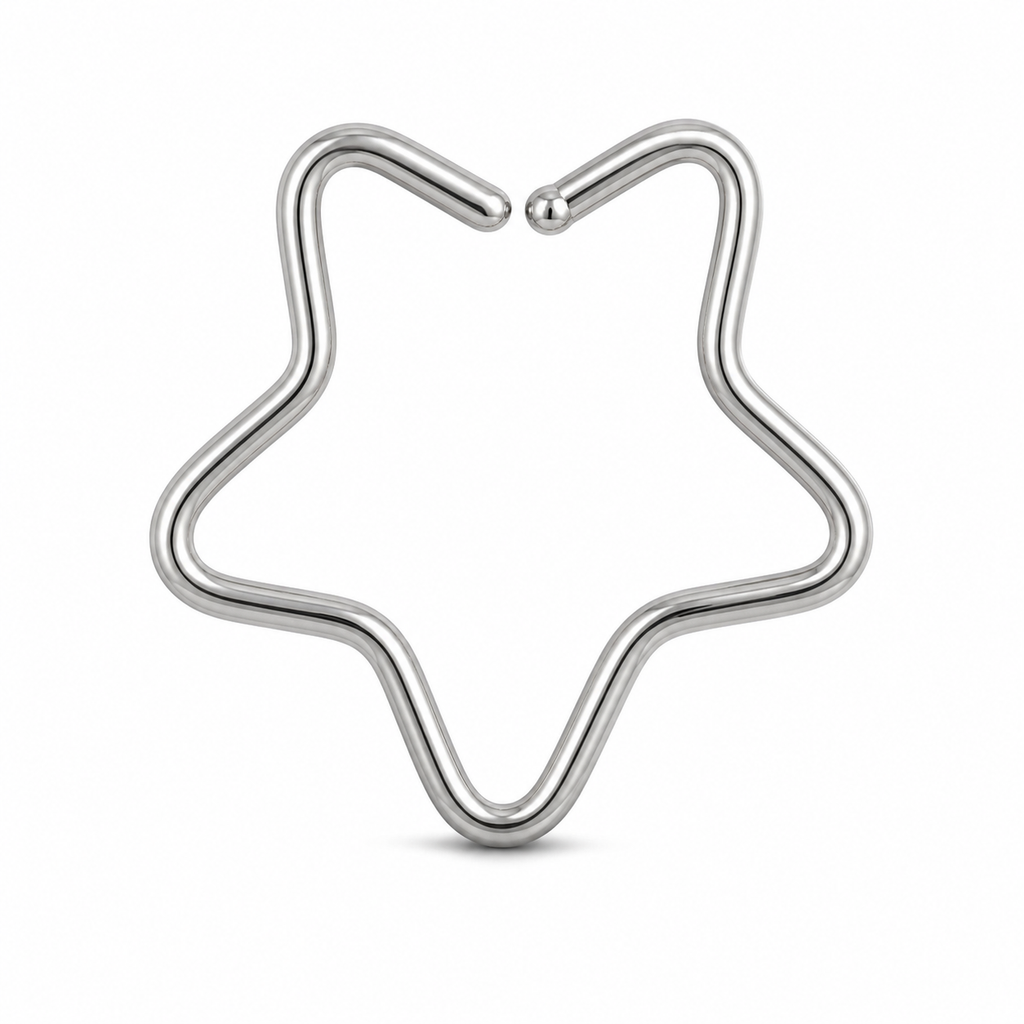 [TOPOSH-LEGACY-LAYOUT-REPAIR-20260717-LEGACY22:TP-NS-SIL-18G10-PLN-020:01] Star Titanium Nose Jewelry – Silver, 10mm | 01_primary_product_bg