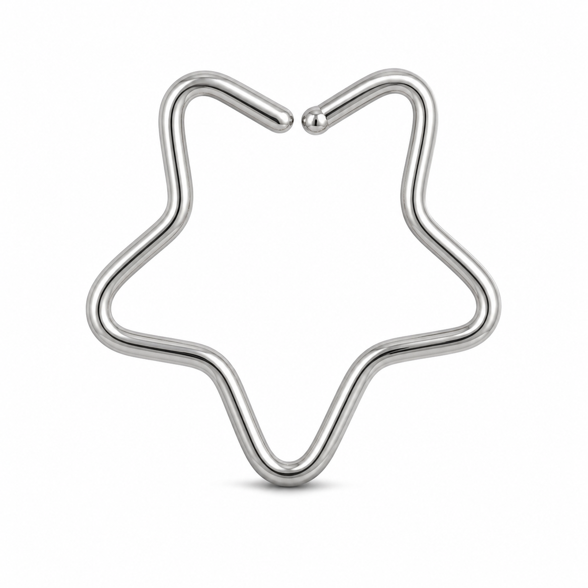 [TOPOSH-LEGACY-LAYOUT-REPAIR-20260717-LEGACY22:TP-NS-SIL-18G10-PLN-020:01] Star Titanium Nose Jewelry – Silver, 10mm | 01_primary_product_bg