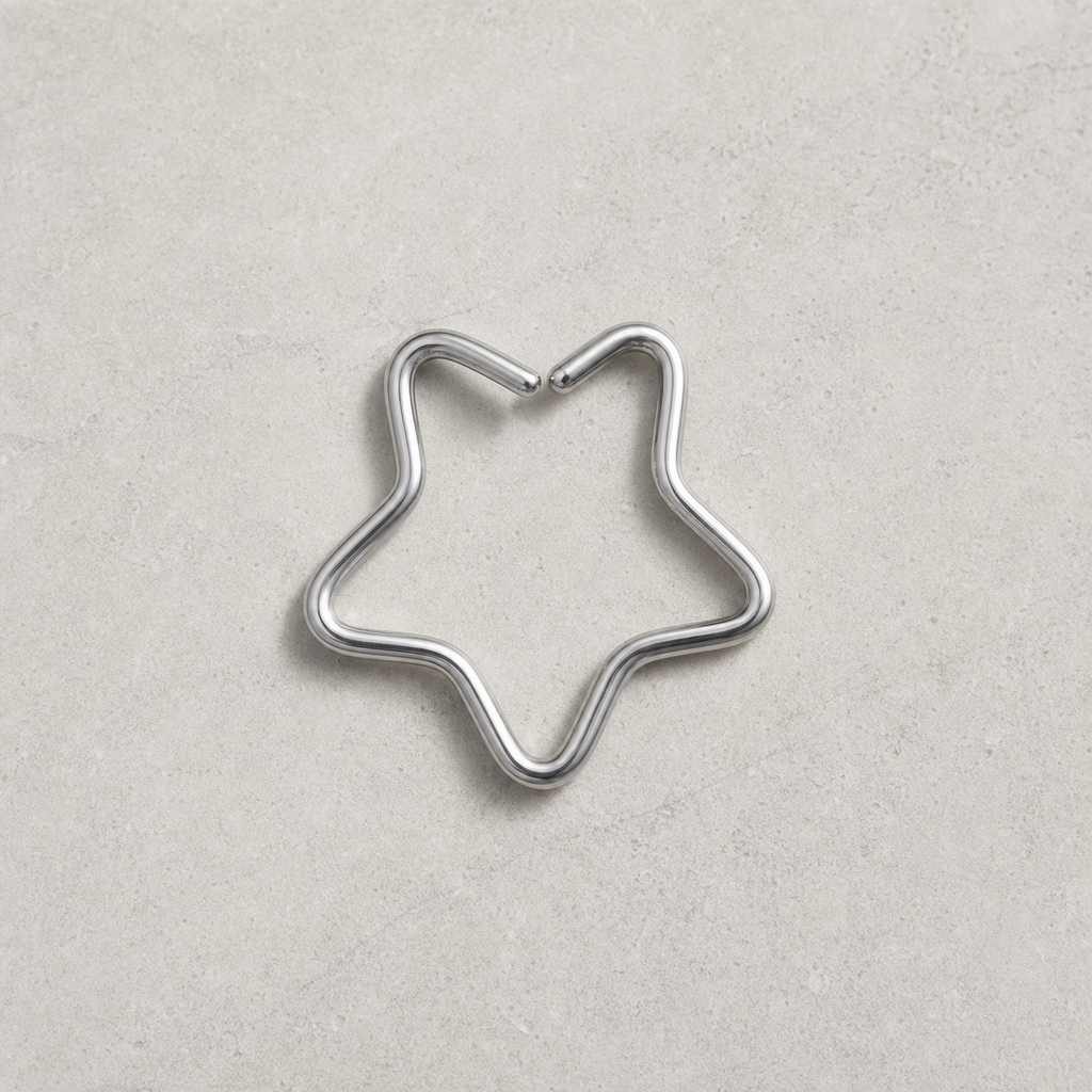 [TOPOSH-LEGACY-LAYOUT-REPAIR-20260717-LEGACY22:TP-NS-SIL-18G10-PLN-020:06] Star Titanium Nose Jewelry – Silver, 10mm | 06_accessory_flatlay