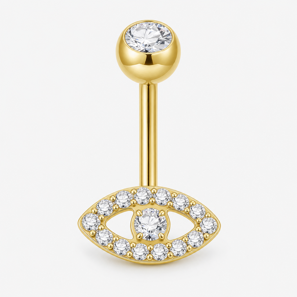 [TOPOSH-LEGACY-LAYOUT-REPAIR-20260717-LEGACY31:TP-BBR-IN-24K-14G6-T5-CLCZ-005:01] Clear CZ Titanium Belly Button Ring – 24K Gold | 01_primary_product_bg