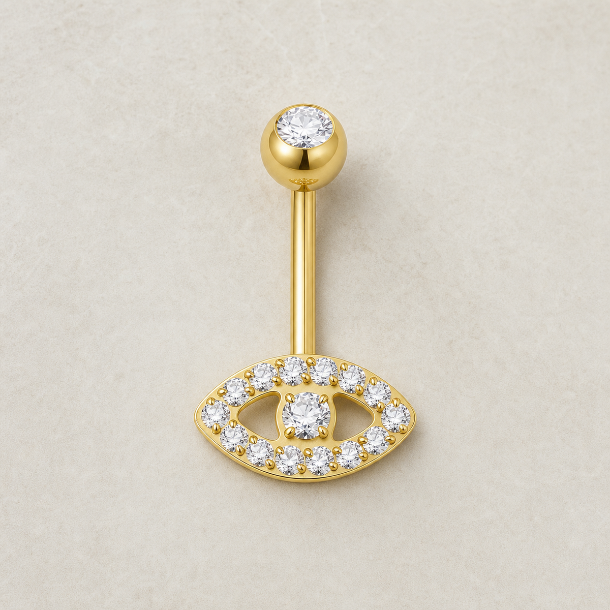 [TOPOSH-LEGACY-LAYOUT-REPAIR-20260717-LEGACY31:TP-BBR-IN-24K-14G6-T5-CLCZ-005:06] Clear CZ Titanium Belly Button Ring – 24K Gold | 06_accessory_flatlay