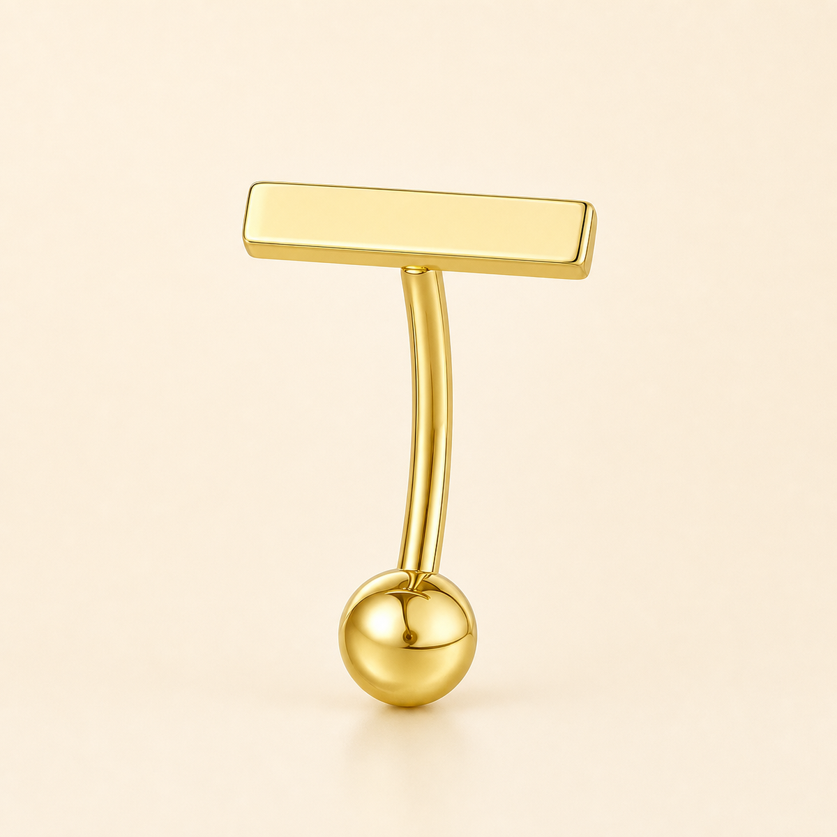 [TOPOSH-LEGACY-LAYOUT-REPAIR-20260717-LEGACY31:TP-BBR-GD-14G10-T5-PLN-007:01] T-Bar Titanium Belly Button Ring – Gold | 01_primary_product_bg
