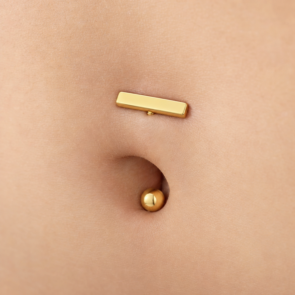 [TOPOSH-LEGACY-LAYOUT-REPAIR-20260717-LEGACY31:TP-BBR-GD-14G10-T5-PLN-007:02] T-Bar Titanium Belly Button Ring – Gold | 02_model_white