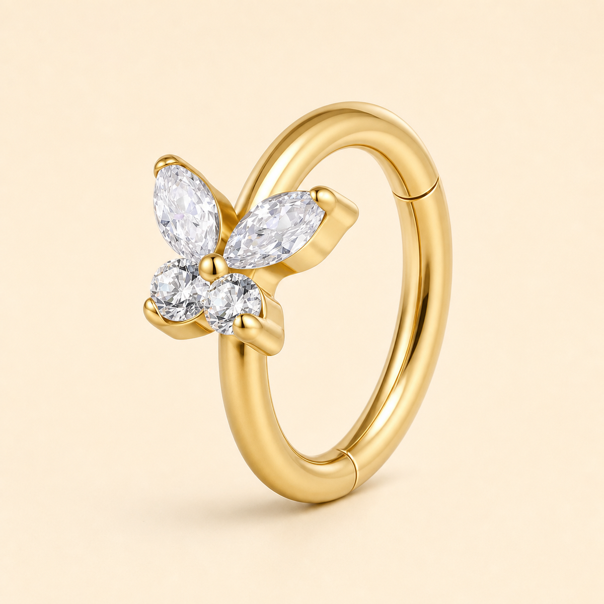 [TOPOSH-LEGACY-LAYOUT-REPAIR-20260717-LEGACY26:TP-SR-GD-16G10-CLCZ-082:01] Leaf Clear CZ Titanium Segment Ring – Gold, 10mm | 01_primary_product_bg