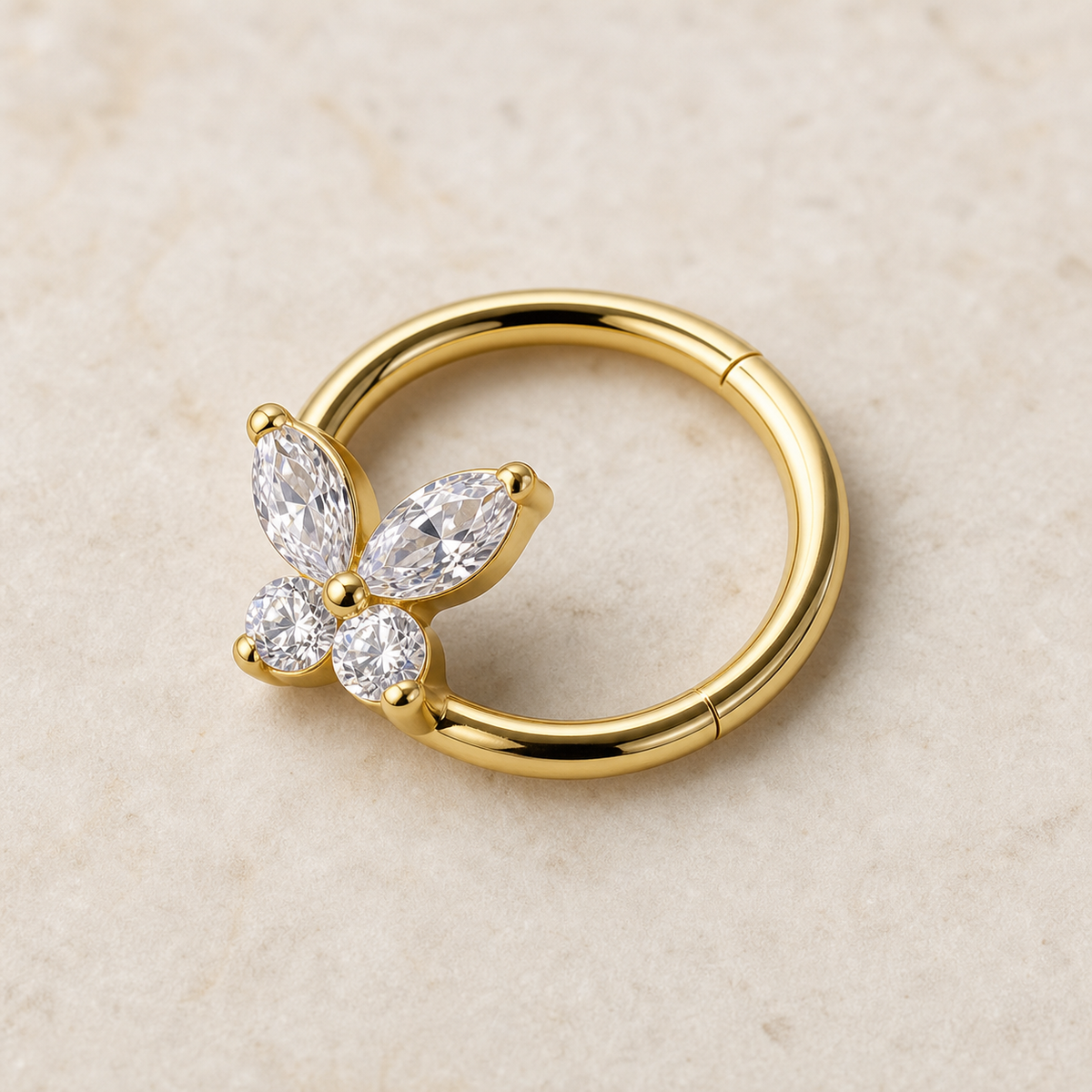 [TOPOSH-LEGACY-LAYOUT-REPAIR-20260717-LEGACY26:TP-SR-GD-16G10-CLCZ-082:05] Leaf Clear CZ Titanium Segment Ring – Gold, 10mm | 05_product_angles