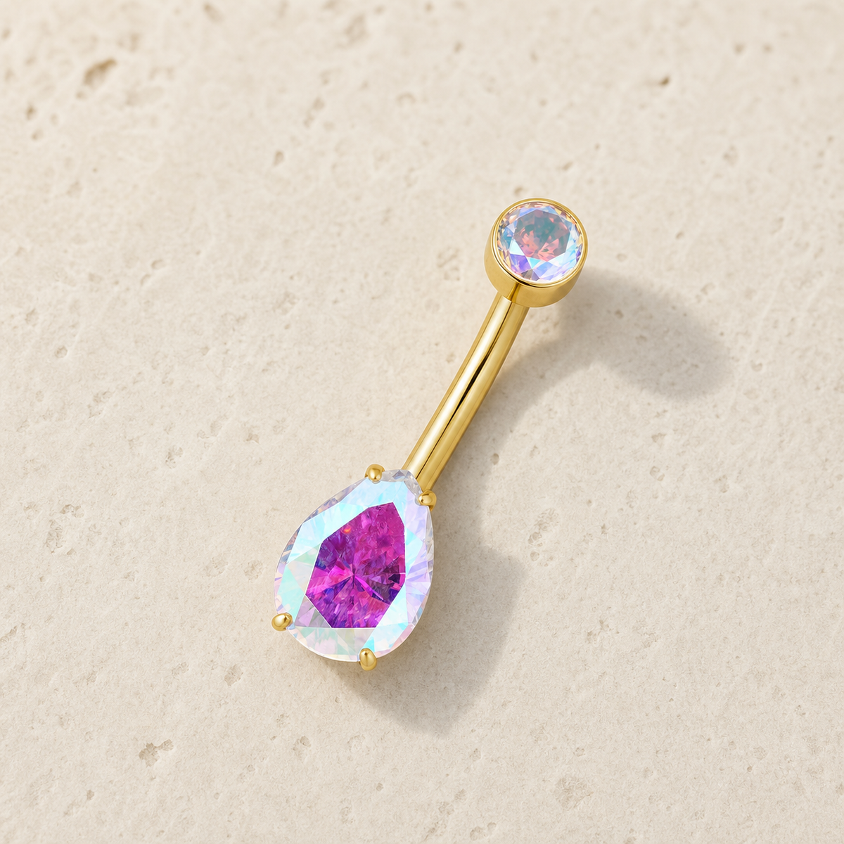[TOPOSH-LEGACY-LAYOUT-REPAIR-20260717-LEGACY31:TP-BBR-IN-GD-14G10-B4-B6-ABCZ-422:06] Aurora CZ Titanium Belly Button Ring – Gold | 06_accessory_flatlay