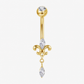 [TOPOSH-LEGACY-LAYOUT-REPAIR-20260717-LEGACY31:TP-BBR-IN-GD-14G10-T5-CLCZ-048:01] Clear CZ Titanium Belly Button Ring – Gold, 10+5mm | 01_primary_product_bg