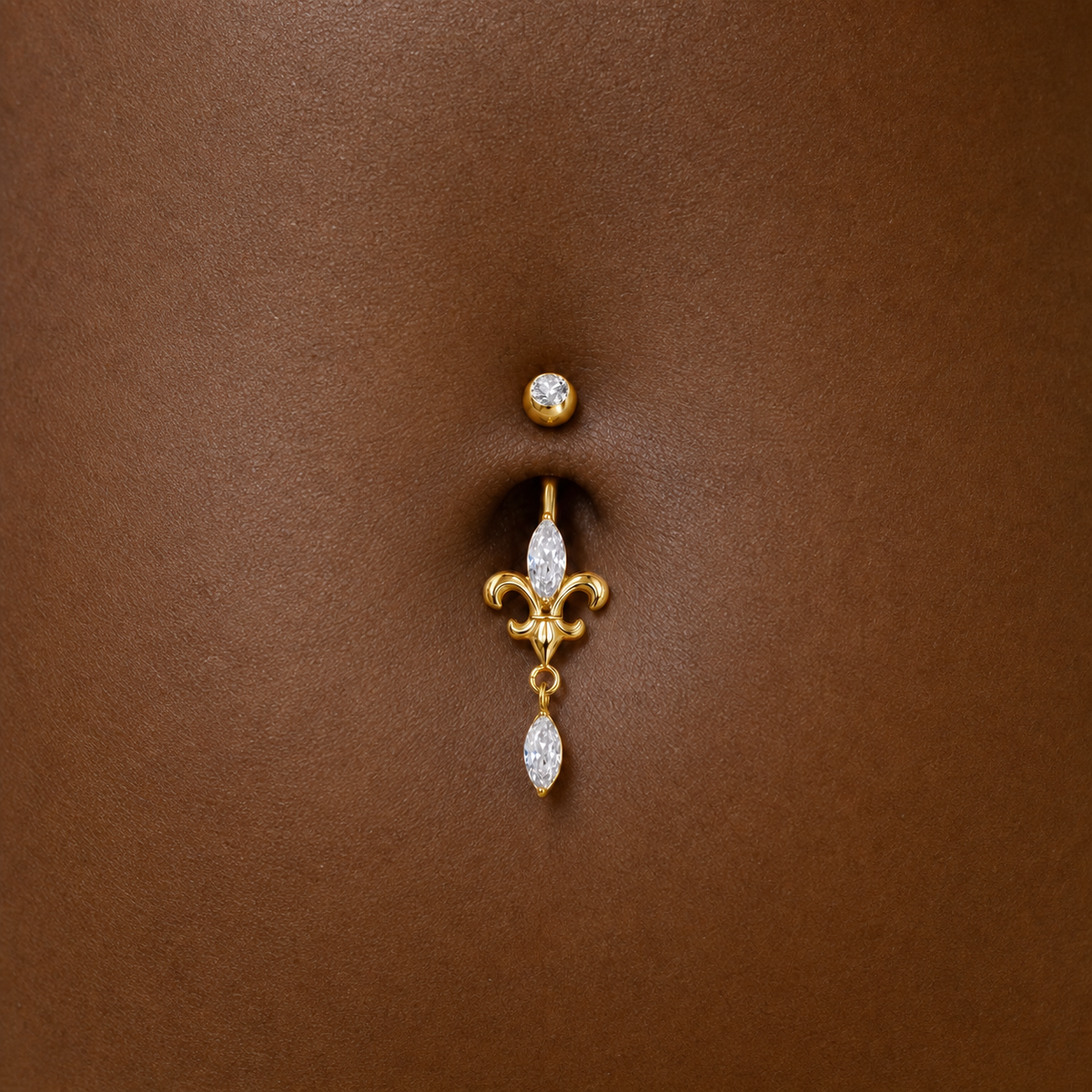 [TOPOSH-LEGACY-LAYOUT-REPAIR-20260717-LEGACY31:TP-BBR-IN-GD-14G10-T5-CLCZ-048:03] Clear CZ Titanium Belly Button Ring – Gold, 10+5mm | 03_model_black