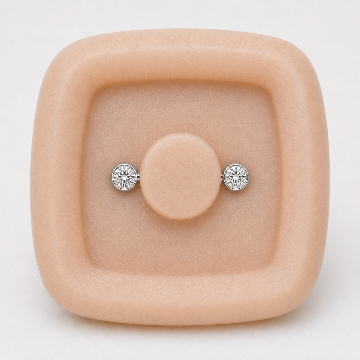 [TOPOSH-FULLSCORE-V4-20260711:TP-NP-TH-SIL-14G14-B5-B5-CLCZ-005:02] Implant Grade Titanium - Nipple Ring - Silver - Clear CZ - 14G (1.6 x 14+5+5 mm) - product angle