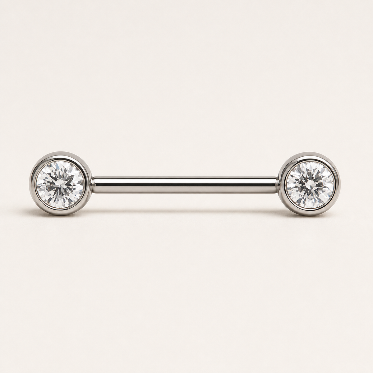 [TOPOSH-FULLSCORE-V4-20260711:TP-NP-TH-SIL-14G14-B5-B5-CLCZ-005:05] Implant Grade Titanium - Nipple Ring - Silver - Clear CZ - 14G (1.6 x 14+5+5 mm) - side profile detail