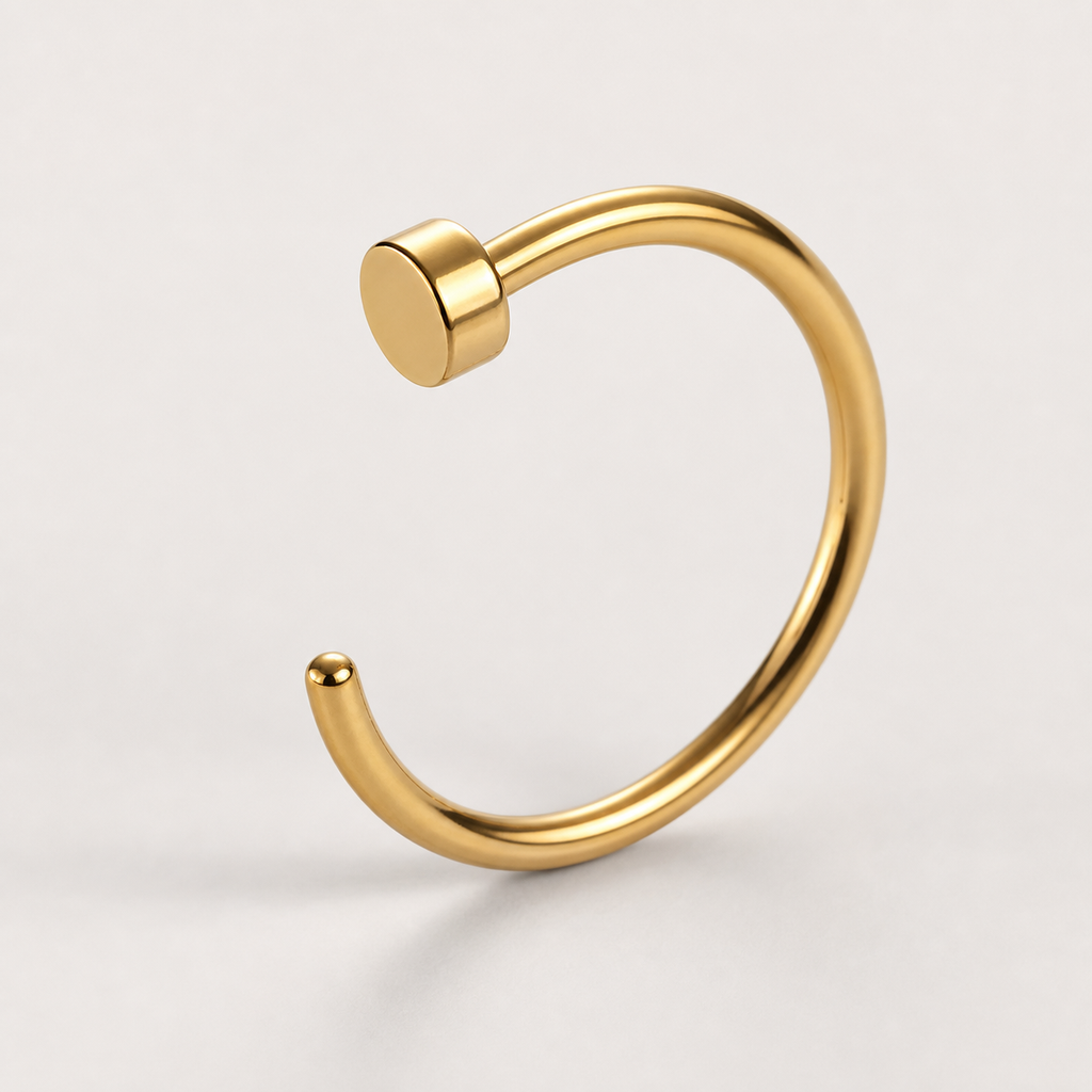 [TOPOSH-ROLE-ORDER-CLEANUP-20260717-BATCH11:TP-NS-GD-18G8-PLN-056:05] Titanium Nose Hoop – Gold | 05_product_angles