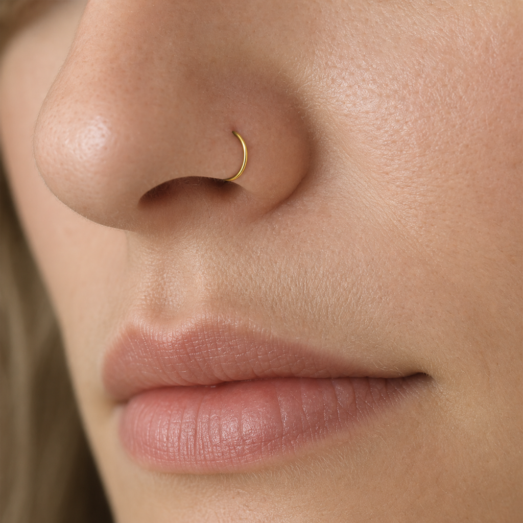 [TOPOSH-ROLE-ORDER-CLEANUP-20260717-BATCH11:TP-NS-GD-18G8-PLN-056:02] Titanium Nose Hoop – Gold | 02_model_white