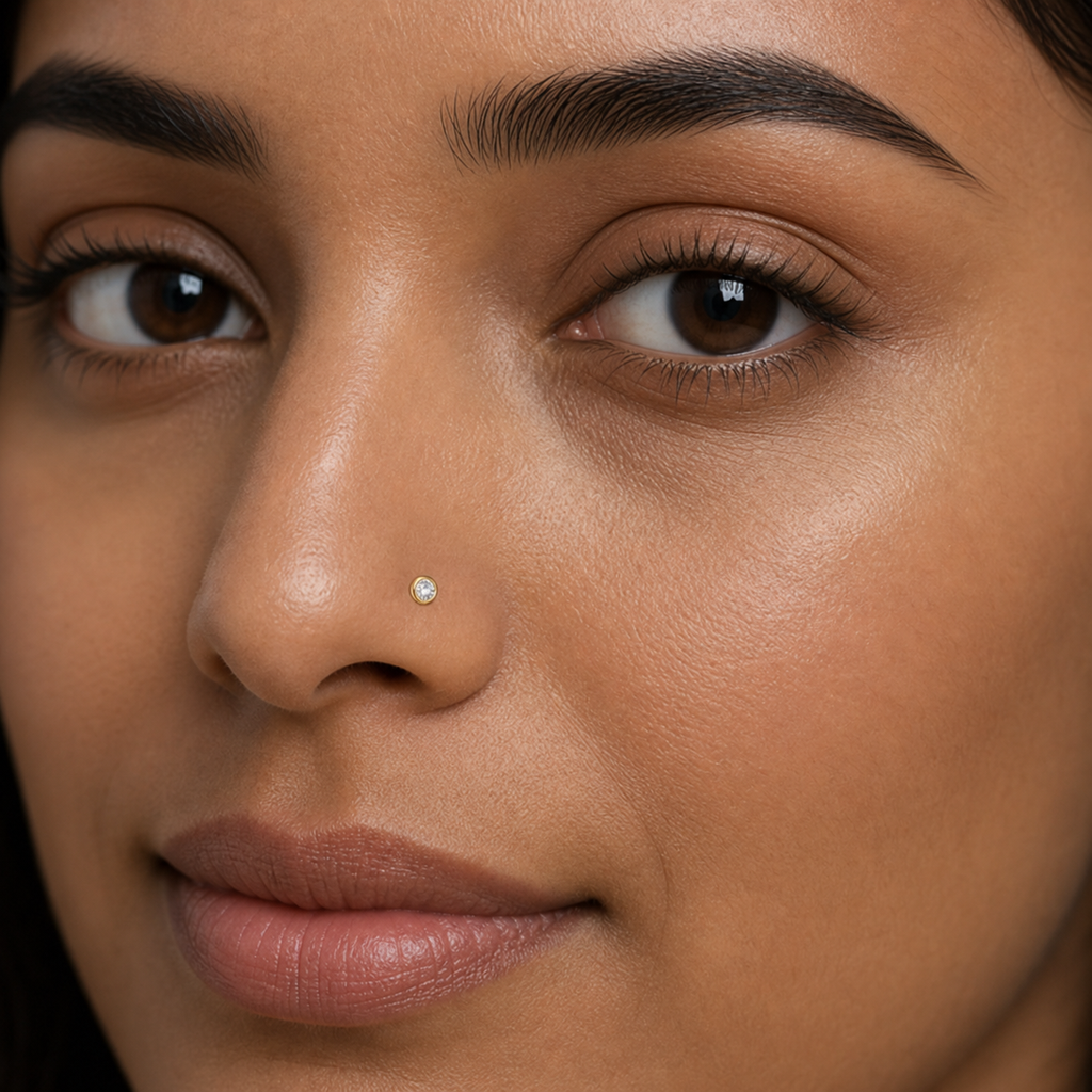 [TOPOSH-ROLE-ORDER-CLEANUP-20260717-BATCH09:TP-NS-L-GD-18G6-T2-CLCZ-830:04] Clear CZ Titanium L-Bend Nose Stud – Gold, 6+2mm | 04_model_asian