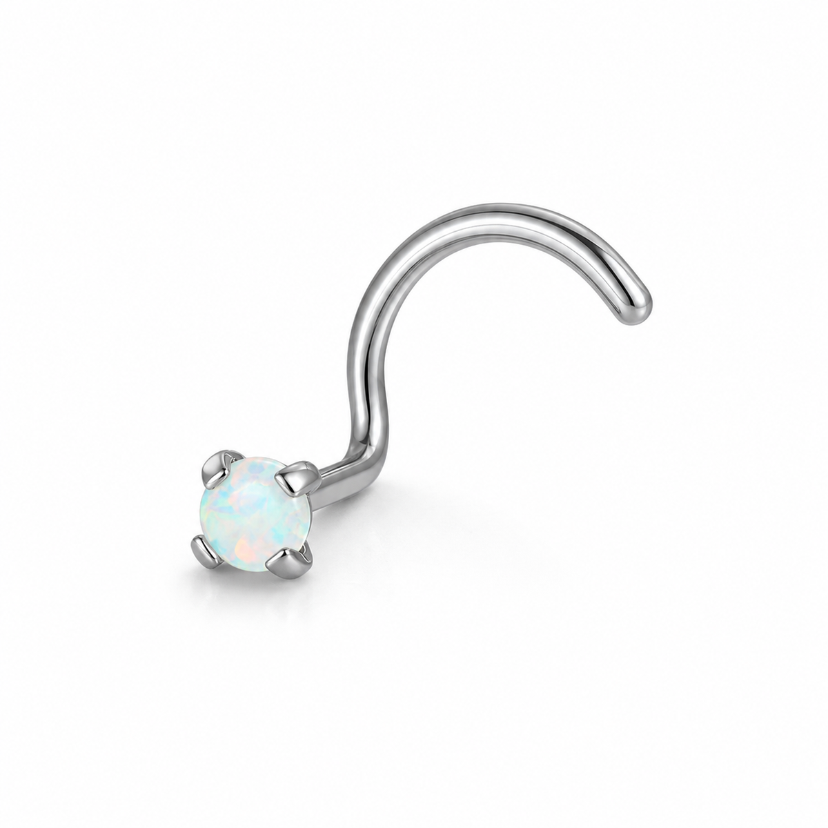 [TOPOSH-ROLE-ORDER-CLEANUP-20260717-BATCH14:TP-NS-S-SIL-20G6-OP17-011:01] White Opal Titanium Nose Screw – Silver | 01_primary_product_bg
