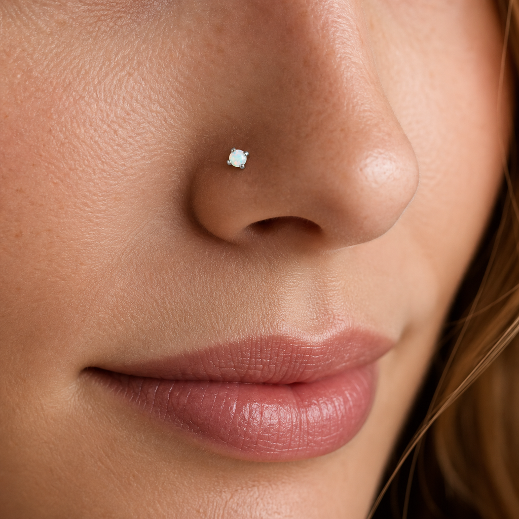 [TOPOSH-ROLE-ORDER-CLEANUP-20260717-BATCH14:TP-NS-S-SIL-20G6-OP17-011:02] White Opal Titanium Nose Screw – Silver | 02_model_white
