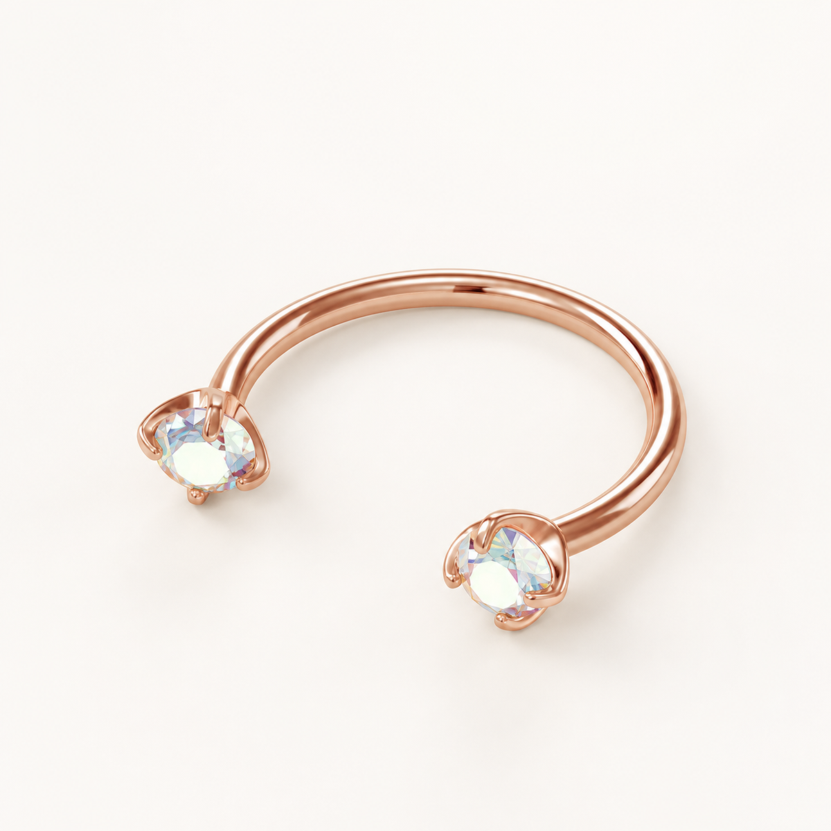 [TOPOSH-ROLE-ORDER-CLEANUP-20260717-BATCH09:TP-HS-TH-RG-18G8-ABCZ-450:05] Aurora CZ Titanium Horseshoe Ring – Rose Gold, 8mm | 05_product_angles