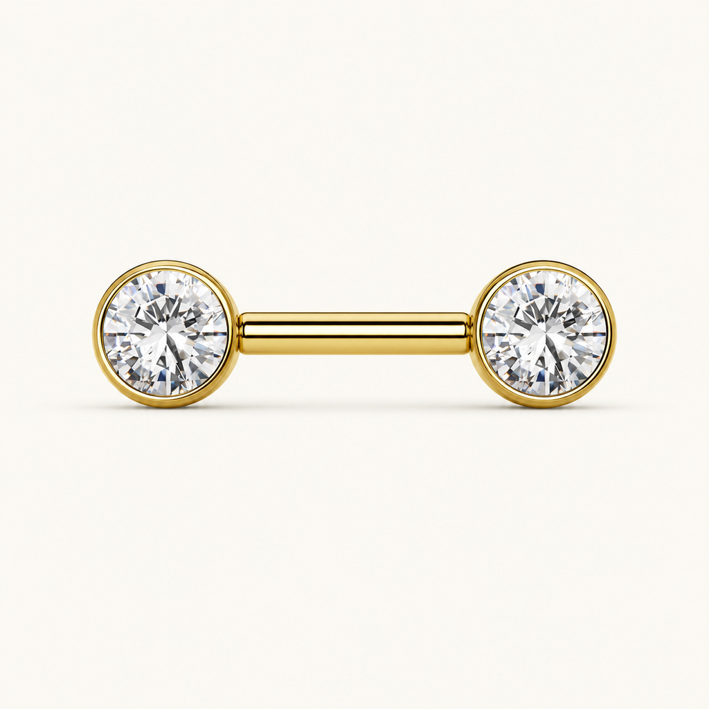 [TOPOSH-FULLSCORE-V5-20260712:TP-NP-IN-GD-14G10-B5-B5-CLCZ-132:01] Implant Grade Titanium - Nipple Ring - Gold - Clear CZ - 14G (1.6 x 10+5+5 mm) - primary product