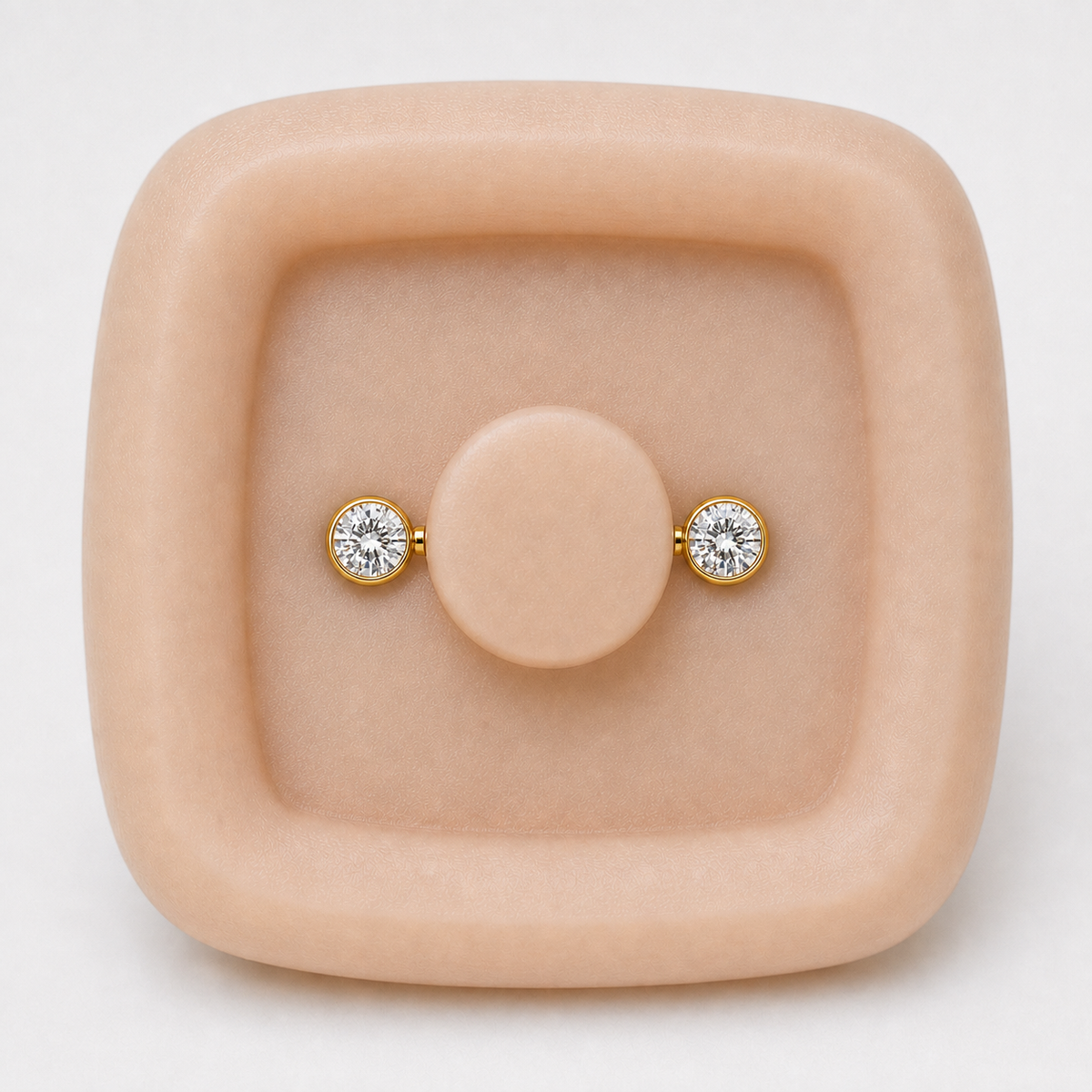 [TOPOSH-FULLSCORE-V5-20260712:TP-NP-IN-GD-14G10-B5-B5-CLCZ-132:02] Implant Grade Titanium - Nipple Ring - Gold - Clear CZ - 14G (1.6 x 10+5+5 mm) - product angle
