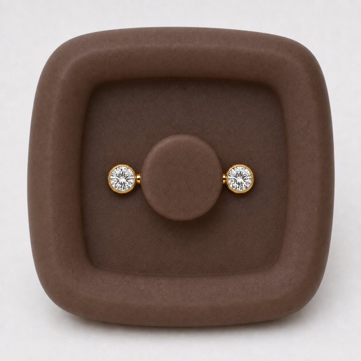 [TOPOSH-FULLSCORE-V5-20260712:TP-NP-IN-GD-14G10-B5-B5-CLCZ-132:03] Implant Grade Titanium - Nipple Ring - Gold - Clear CZ - 14G (1.6 x 10+5+5 mm) - gemstone macro