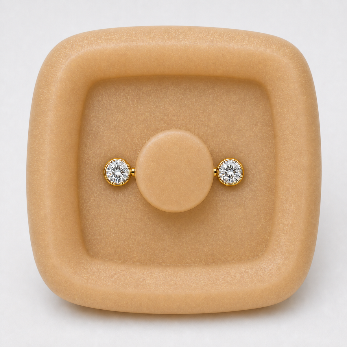 [TOPOSH-FULLSCORE-V5-20260712:TP-NP-IN-GD-14G10-B5-B5-CLCZ-132:04] Implant Grade Titanium - Nipple Ring - Gold - Clear CZ - 14G (1.6 x 10+5+5 mm) - internal thread mechanism