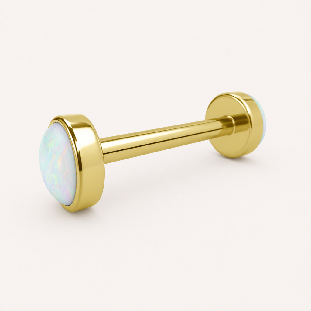 [TOPOSH-FULLSCORE-V5-20260712:TP-NP-TH-GD-14G12-B5-B5-OP17-004:05] Implant Grade Titanium - Nipple Ring - Gold - OP17 - 14G (1.6 x 12+5+5 mm) - side profile detail