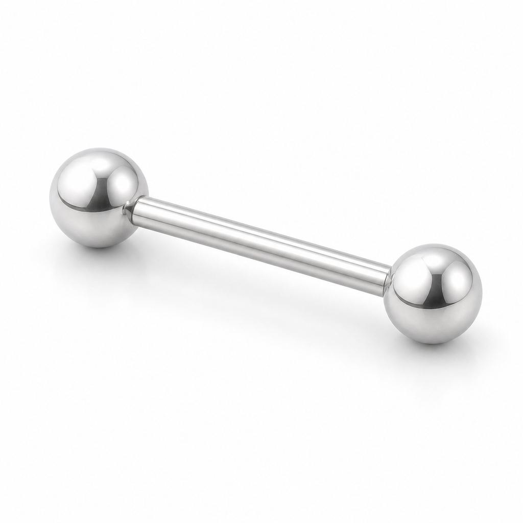 [TOPOSH-LEGACY-LAYOUT-REPAIR-20260717-LEGACY32:TP-TR-IN-SIL-14G14-B5-B5-PLN-3407:05] Ball Titanium Tongue Barbell – Silver, 14+5+5mm | 05_product_angles