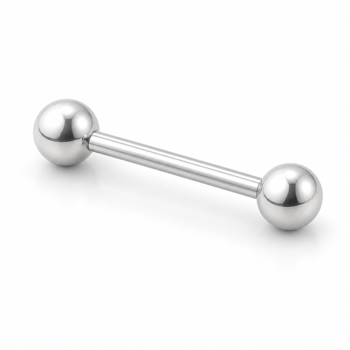 [TOPOSH-LEGACY-LAYOUT-REPAIR-20260717-LEGACY32:TP-TR-IN-SIL-14G14-B5-B5-PLN-3407:05] Ball Titanium Tongue Barbell – Silver, 14+5+5mm | 05_product_angles