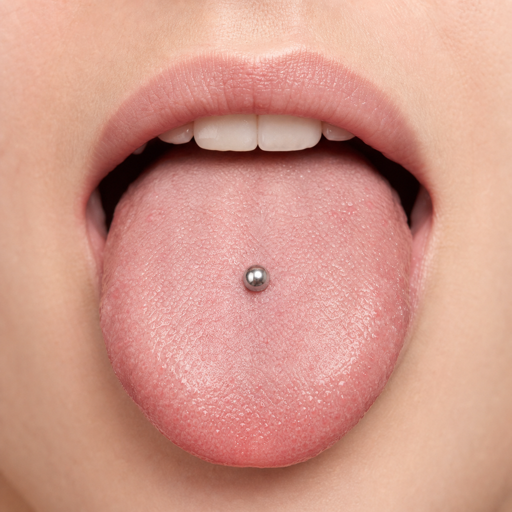 [TOPOSH-LEGACY-LAYOUT-REPAIR-20260717-LEGACY32:TP-TR-IN-SIL-14G14-B5-B5-PLN-3407:02] Ball Titanium Tongue Barbell – Silver, 14+5+5mm | 02_model_white