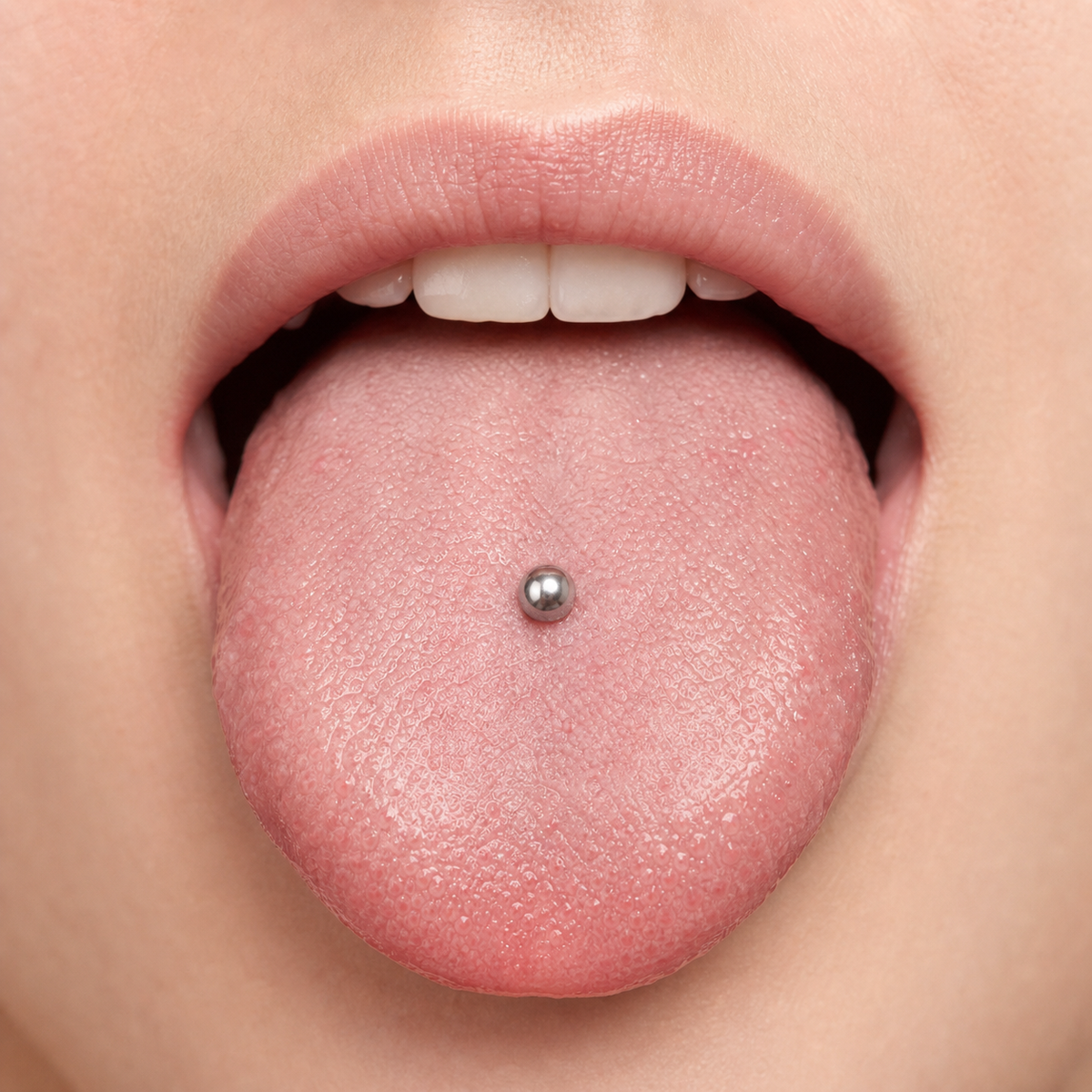 [TOPOSH-LEGACY-LAYOUT-REPAIR-20260717-LEGACY32:TP-TR-IN-SIL-14G14-B5-B5-PLN-3407:02] Ball Titanium Tongue Barbell – Silver, 14+5+5mm | 02_model_white