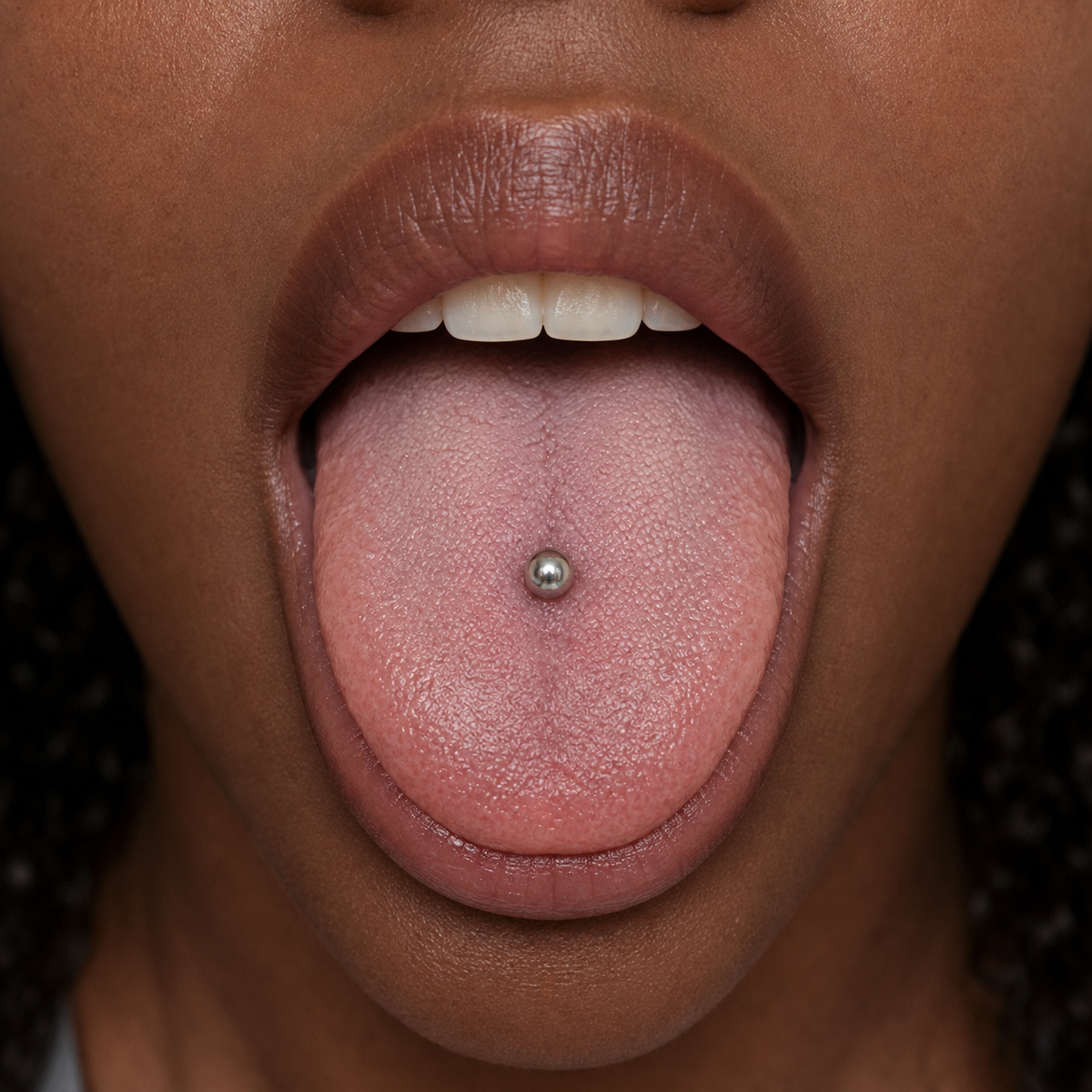 [TOPOSH-LEGACY-LAYOUT-REPAIR-20260717-LEGACY32:TP-TR-IN-SIL-14G14-B5-B5-PLN-3407:03] Ball Titanium Tongue Barbell – Silver, 14+5+5mm | 03_model_black
