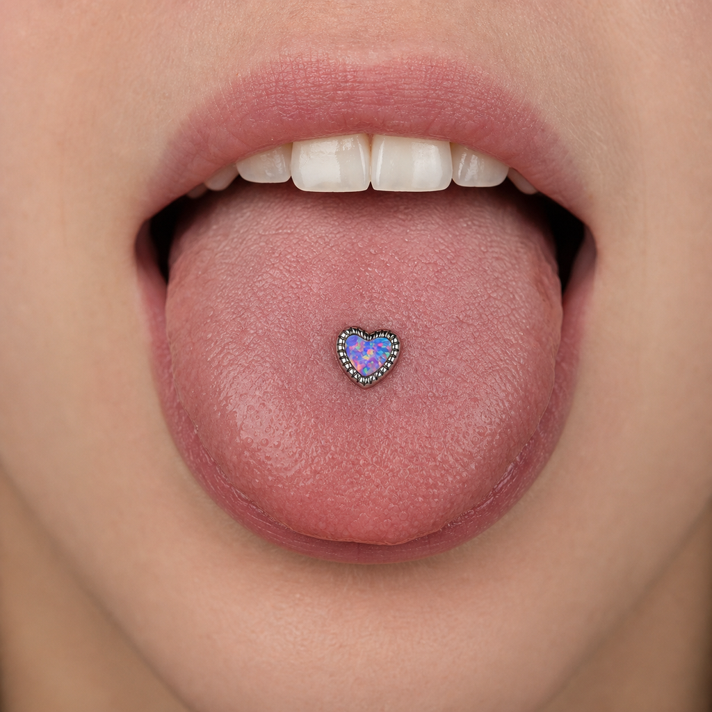 [TOPOSH-LEGACY-LAYOUT-REPAIR-20260717-LEGACY32:TP-TR-IN-SIL-14G16-T6-OP38-004:02] Heart Purple Opal Titanium Tongue Barbell – Silver | 02_model_white